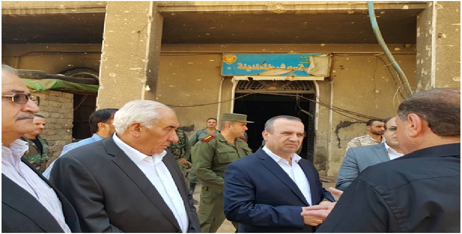 وزيرا الإدارة المحلية والبيئة والاقتصاد والتجارة الخارجية يطلعان واقع الأعمال والمشاريع الجاري تنفيذها في محافظة درعا